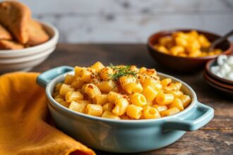 Golden Southern baked macaroni, a comforting classic reimagined.