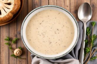 Homemade cream of mushroom soup, a culinary revelation.