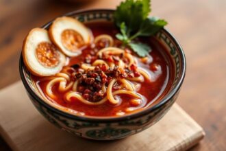 Delicious Miso Ramen with umami flavor, made at home.