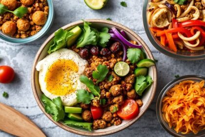 Delicious Middle Eastern meal prep: vibrant spices, healthy ingredients.